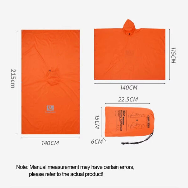 3a20bfe813ae3114 Outdoor 3 In 1 Raincoat Hooded Sleeve Waterproof Rain Poncho Motorcycle Rain Cover Camping Hiking Travel Portable Rainwear Tent