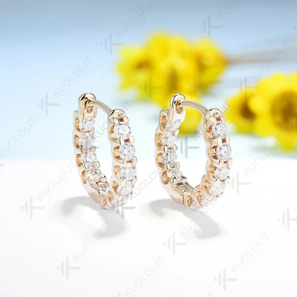 3a272cb017a31c30 Kuololit Moissanite Earrings for Women 18K 14K 10K Solid Gold White Gold 925 Silver Clip Hoop Square for Party Christmas Classic