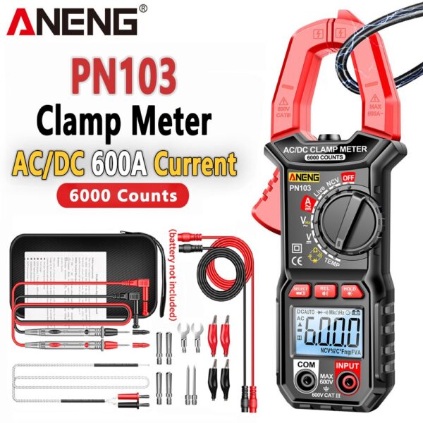 3a39b541d94ce860 ANENG PN103 6000 Counts Digital Clamp Meter Multimeter 600A AC Current AC/DC Voltage Tester Hz Capacitance NCV Ohm Diode Testers