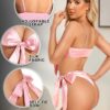RSLOVE Women Sexy Lingerie Set Satin Bow Tie 2 Piece Bra and Panty Sets