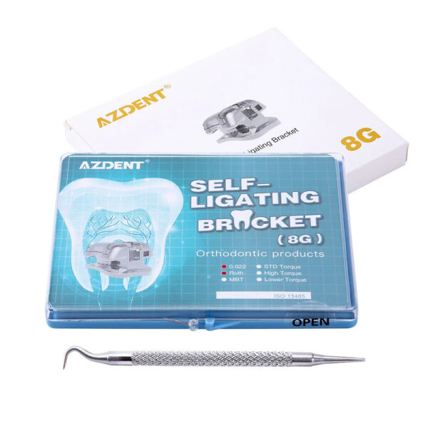 3a494cff26b6072f AZDENT Dental Orthodontic Brackets Self-Ligating Braces Inserted Crimpable Movable Hooks Auxiliary Hole Buccal Tube 28pcs/Box