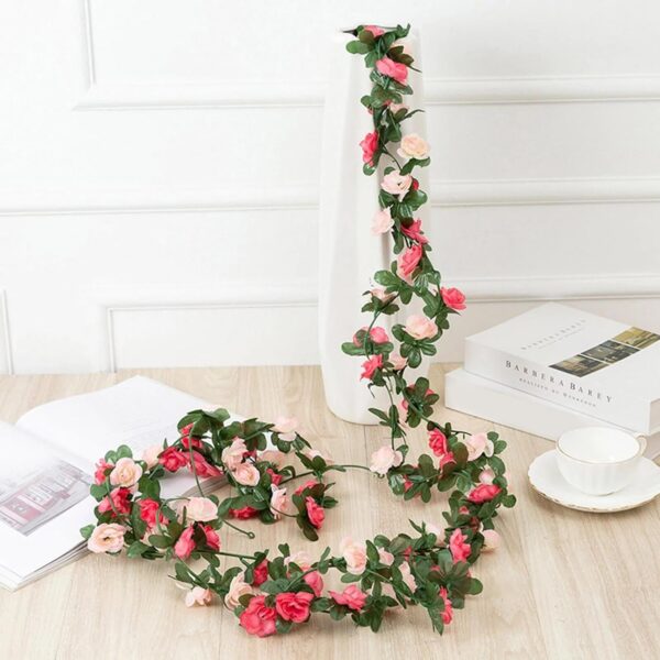 BLEUM CADE 12Pcs 98.4Ft Flower Garland Artificial Rose Vines for Bedroom, Cute Fake Hanging Flower Vines Floral Garland Decorations for Wedding Party Wall Room Decor Aesthetic