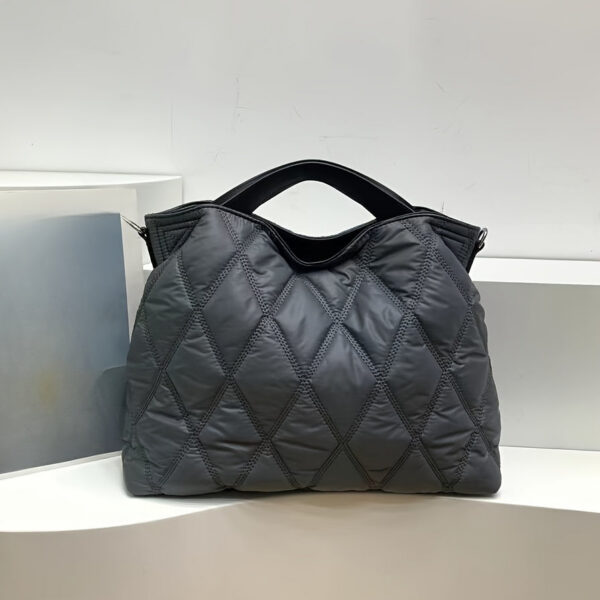 3a7957c81d8f63e4 Trendy Puffer Quilted Tote Bag, Rhombus Nylon Shoulder Bag, Soft Padded Handbag For Women