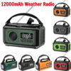 12000mAh AM/FM/NOAA Weather with 2 Panels Solar Hand Crank Portable Emergency Radio Reading Lamp for Outdoor Camping
