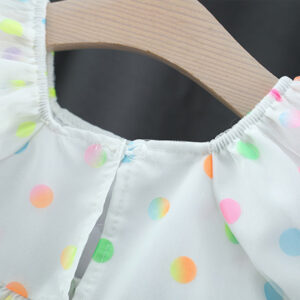 3a840d15f1edd55c New Summer Colorful Baby Girls Party Dresses Sweet Bow Children Clotehs Puff Sleeves Toddler Kids Costume 0 To 3 Years Old