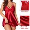 Avidlove Women Lingerie V Neck Nightwear Satin Sleepwear Lace Chemise Mini Teddy