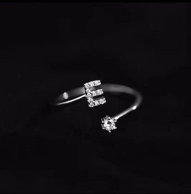 Fashion Sterling Sier 26 Letter Sparkling Diamond Zircon Open Index Finger Your Name Ring Birthday Party Jewelry