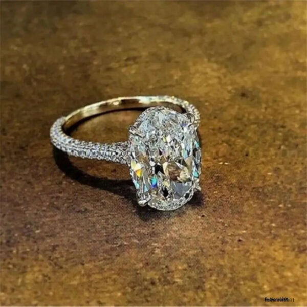3a874ae23ac2de6d Women Vintage Oval Cubic Zirconia Ring, Lab‑Created Zircon Promise Engagement Wedding Band