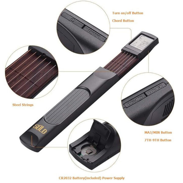 3a91686e0e50268e Pocket Chord Practice Tool, Portable Guitar Neck for Trainer Beginner w/a Rotatable Chords Chart Screen