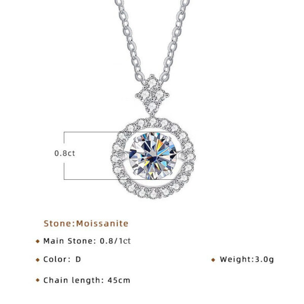 BIJOX STORY 1 CT Moissanite Pendant For Women Simulated Diamond Necklace S Sterling Sier Jewelry Girl Valentine's Day Gift