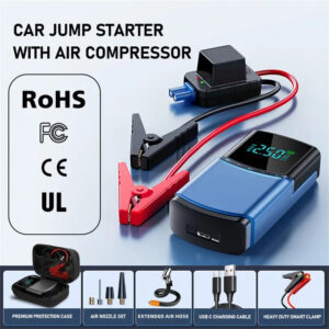 Car Jump Starter Pump Power Bank Lighting Portable Air Compressor 4 In 1 Cars Battery Starters Starting Auto Tyre Iator