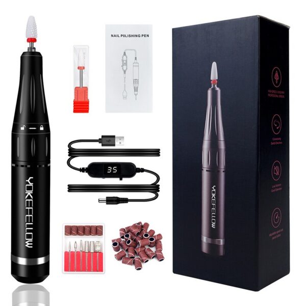 YOKEFELLOW Professional Drill hine Kit 35000RPM Rechargeable Portable Electric Nail File for Manicure Acrylic Gel Nails