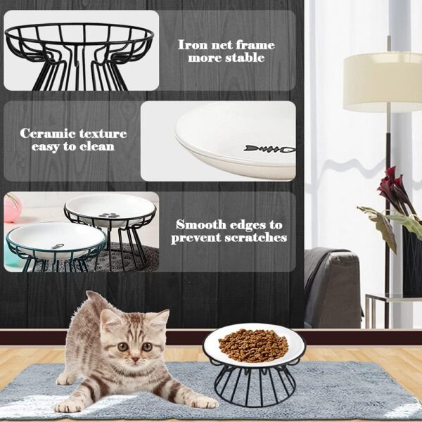 3ada83a105283bc8 Cat Bowls, Elevated Cat Bowl, Raised Ceramic Cat Dish with Metal Stand, Pet Water or Food Feeding Station for Indoor Cats, Kitten, Puppies and Small Dogs(2 Pack)