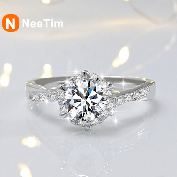 3addf147a2f72194 NeeTim 1ct Moissanite Diamond Rings Wedding Band for Women Sterling Sier with Plated White Gold Engagement Ring Certified