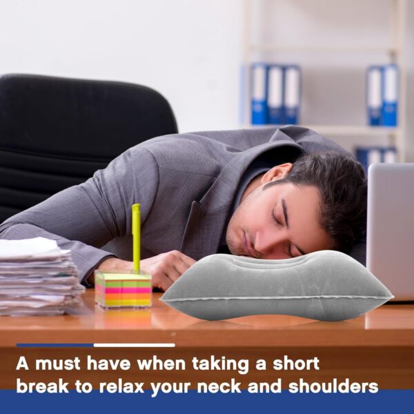 3af02ae4714e3956 Maitys 5 Pieces Inflatable Travel Pillow Portable Compact Air Pillow Flocked Fabric Backpacking for Camping Hiking Home Office Sleeping Neck Head Lumbar Support(13.39 x 8.66 Inches,Gray)