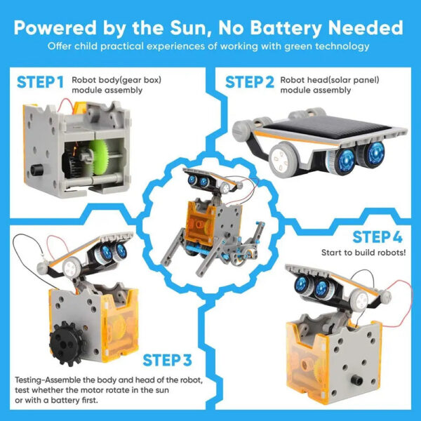 3afba54559434e01 STEM 13-in-1 Education Toys DIY Building Science Experiment Kit for Kids Age 8-12 Solar Powered By Sun Robot Kits