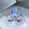 3b017719be154ef1 sterling sier elegant and exquisite drop-shaped white zircon ring with diamonds for ladies fashion jewelry Valentine's day