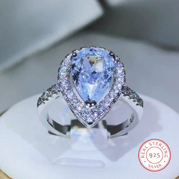 3b017719be154ef1 sterling sier elegant and exquisite drop-shaped white zircon ring with diamonds for ladies fashion jewelry Valentine's day