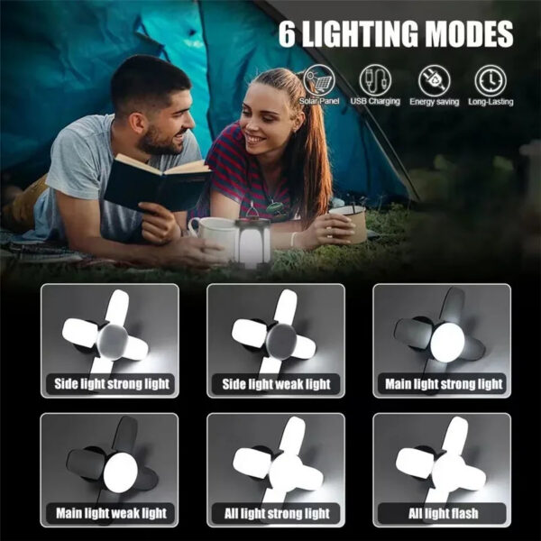 3b373bc570a2eee1 LED Camping Lantern 4500mAh Solar Hanging Night Lamp 1000LM Folding 90 Rotating Base USB Charging IPX4 Waterproof for Fishing