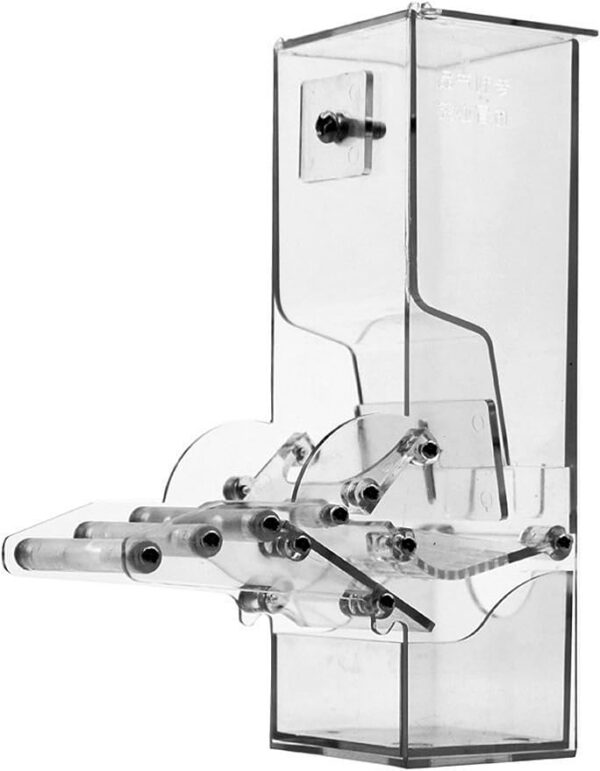 3b38af3b025740a7 No Split Bird Seed Feeder for Cage,Parrot Automatic Foraging Systems Food Feeding Station with Perch,Heavty Acrylic,One-Step Moulding