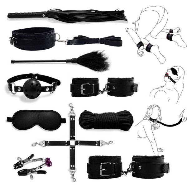 3b3993d7533d4c4c Bdsm Bondage Set Restraint Adult Game Handcuff Couples Slave Collar Mouth Gag Whip Nipple Clamps Fetish Woman Sex Toys Product