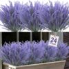 3b3d233e0a9bbabc Ouddy Decor 24 Bundles Artificial Lavender Flowers Fake Plastic Purple Flowers Outside UV Resistant for Home Wedding Kitchen Garden Patio Window Box Centerpieces Indoor Outdoor Decor (Gray Purple)
