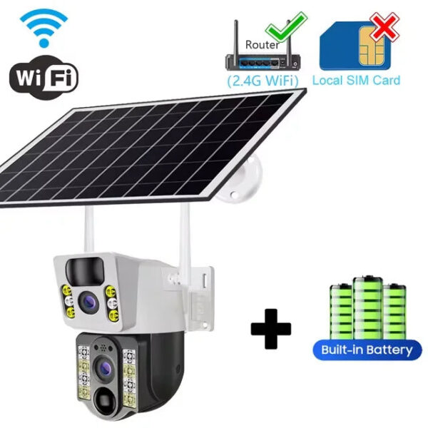 4K Solar Camera 4G SIM Card  Dual Lens 8MP HD Night Vision IP CCTV Surveillance PTZ PIR Human Detection Alarm Waterproof Camera