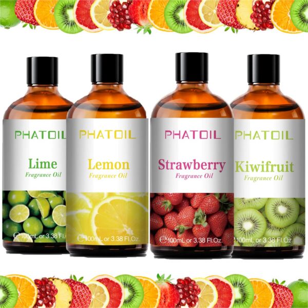 3b6bf1be2f37b96f PHATOIL 100ml Sweet Fruity Fragrance Oil for Diffuser Candles Making -Coconut & Vanilla Strawberry Lemon Peach Pear Aroma Oil