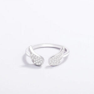 3b78e8c9fb600833 WYEAIIR Sterling Sier Diamond Angel Wings Cool Resizable Opening Ring For Women Jewelry