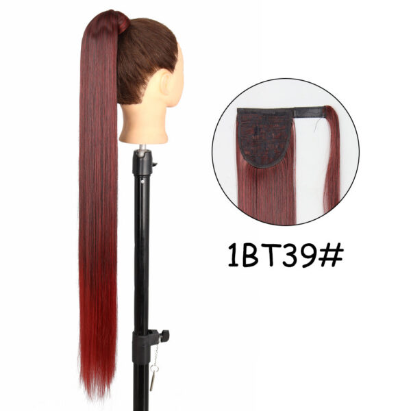3b796d0d2ac9278d 34inches Synthetic Ponytail Hair Extension Clip in Fake Wig Hairpiece Blonde Wrap Around Pigtail Long Smooth Overhead Pony Tail