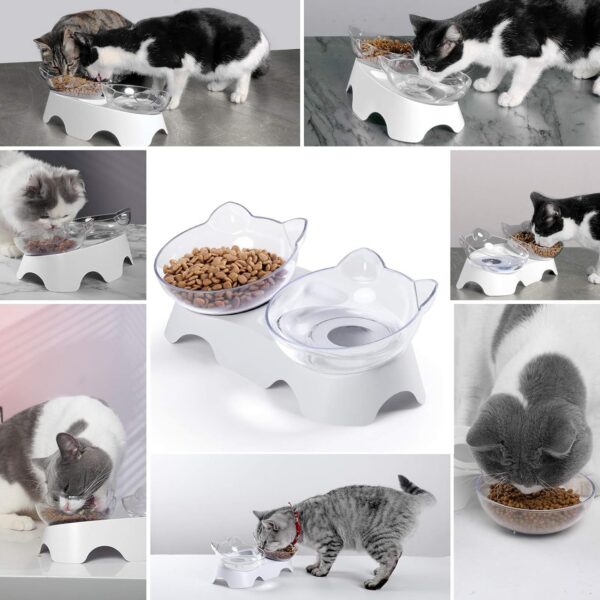 MILIFUN Cat Bowls, Cat Food Bowls Elevated Tilted, Anti Vomiting Kitty Bowls for Puppy and Bunny, Orthopedic Cat Bowls for Indoor Cats. (Pink)