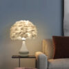 New Warm Light Table Lamp Nightlights Feather Lampshade Creative Wedding Home Bedroom Decor Birthday Gift