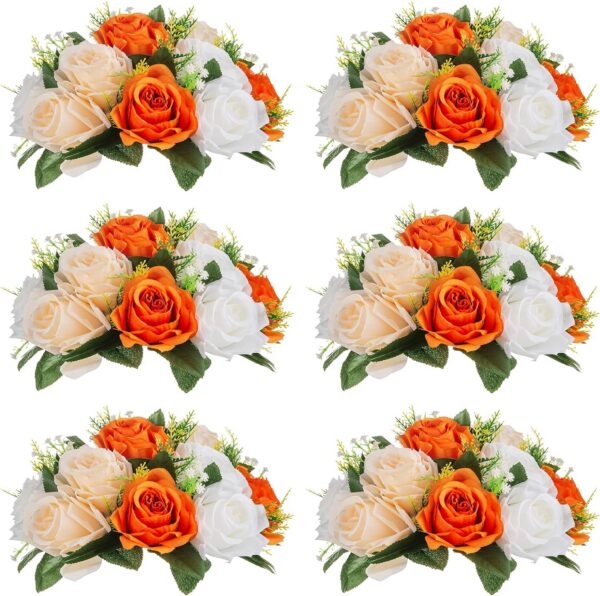 3b9a1c2d75f9e16a NUPTIO Flower Ball Arrangement Bouquet - 2 Pcs 9.5 inch Diameter Dusty Rose Fake Flowers Roses Balls for Centerpieces Tables - Artificial Rose Arrangements for Wedding Centerpiece Table Decorations