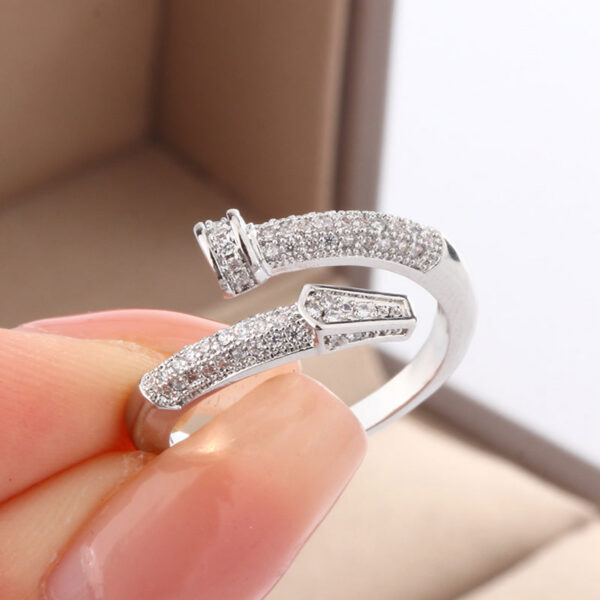 3bae4d467dde668a Classic Design Full Diamond Zircon Nail Ring Fashion Everything Sier Ladies Fine Jewelry Light Birthday Party Gift