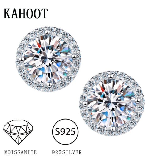 3bb0d6ac143ce000 925 Sterling Silver 0.5/1/2 Carat Moissanite Round Earrings Engagement Wedding Daily Work Party Travel Luxurious Gift For Women