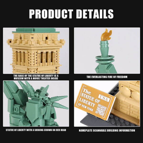 3bb87909ea118d8f WG5227 1577Pcs Bricks 1/ 1 World Architecture Liberty Statue Model Building Blocks/Plastic Toys For Kids Adult boys Gift