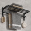 3bc3c9512263c396 Matte Black 50CM Folding With Hook Towel Holder Wall Mount AluminumTowel Rack
