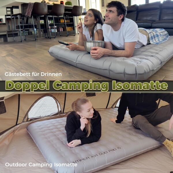 3bda66892d74d3c4 KingCamp Isomatte Camping, Isomatte 2 Personen, Luftmatratze Camping Doppelt, 15 cm Dick, Aufblasbar luftmatratze Kleines Packmaß gegen Kälte für Outdoor Wandern und Camping 201×141 cm