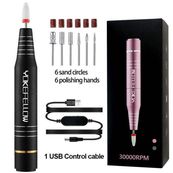 YOKEFELLOW Drill 30000RPM Professional Electric Nail File Kit for Acrylic Gel Nails Manicure Pedicure Home Use