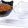 Elevated Cat Bowls with Raised Stand, Pet Food Water Feeder Bowl, 15° Tilted Pet Bowl Stress-Free Suit for Cats Small Dogs