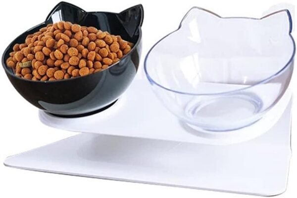 Elevated Cat Bowls with Raised Stand, Pet Food Water Feeder Bowl, 15° Tilted Pet Bowl Stress-Free Suit for Cats Small Dogs