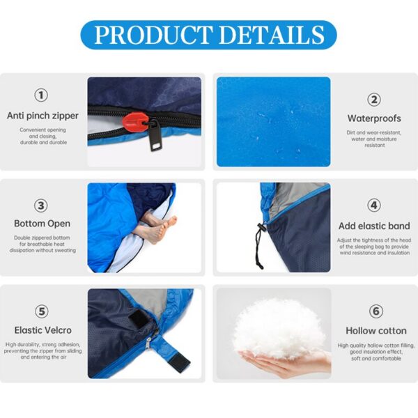 Camping Equipment Sleeping Bag for Outdoor Traveling Hiking Spring Summer Autumn Ultralight Waterproof Envelope Backpacking