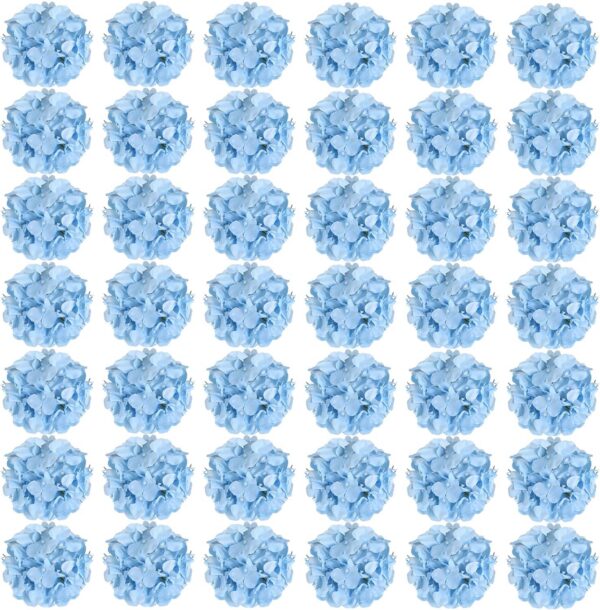 Auihiay 64pcs Silk Hydrangea Artificial Flowers, Artificial Hydrangea Flowers with Stems, Full Hydrangea Flowers for Wedding Centerpieces, Home, Garden, Party Decoration (Blue)