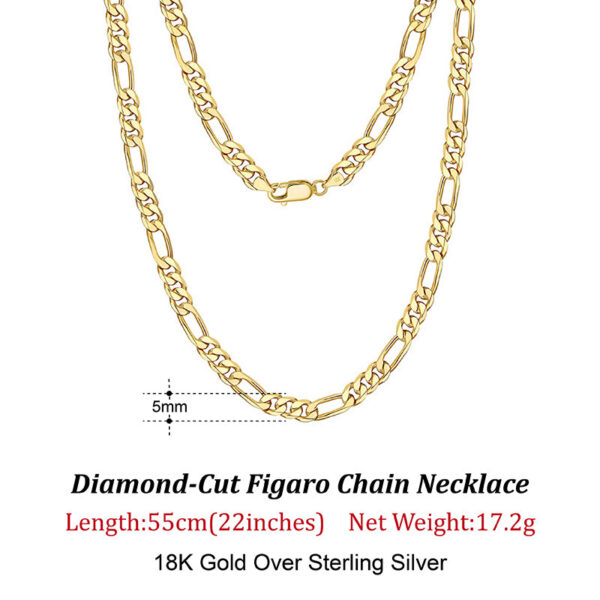 3c33aa3413e0efea ORSA JEWELS Handmade Italian 3.3mm Diamond-Cut Figaro Chain Necklace Gold over Sterling Sier Men Woman Jewelry SC34