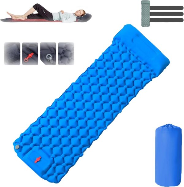 3c3af346a00c33f3 Coziya Matelas, Portable Waterproof Sleeping Pad, Ultralight Inflatable Camping Mattress, Built-in Pillow and Anti-Slip Design, for Camping, Travel, Home, Office (Navy Blue)