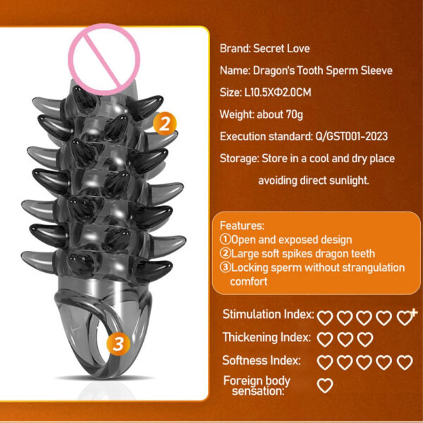 Penis Condom Wolf Tooth Thickening Penis Sleeves Granular Stimulus Safer Sex Toys Dick Erotic Male Adult Products Reusable Cock