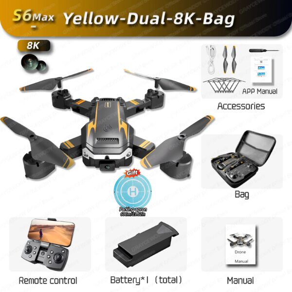 New S6 Max 8K Drone Professional Foldable Quadcopter Aerial HD Camera GPS RC Helicopter 5KM Obstacle Avoidance Sell Apron