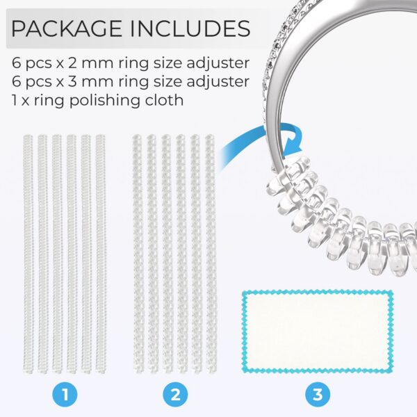 Sizer Loose Rings 12 Pack, 2 Sizes Different Band Widths u2013 Silicone Size Adjuster - Invisible Ring Guards for Women and Men by 5 STARS UNITED