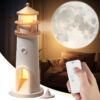 3c681223a77f3e71 Moon Lamp Projection Lighthouse Lamps Night Light Remote Control Bluetooth Music Motion Sensor Ambient Lights Xmas Birthday Gift