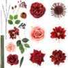 3c6da5586c1a95df Floweroyal Artificial Flowers Combo Dusty Blue Flowers Mix Silk Flowers Dahlia Roses with Stems for DIY Wedding Bridal Bouquets, Baby Shower, Floral Arrangement, Table Centerpieces, Home Decorations.